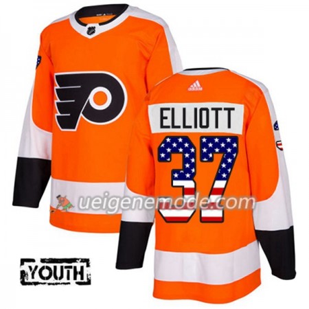Kinder Eishockey Philadelphia Flyers Trikot Brian Elliott 37 Adidas 2017-2018 Orange USA Flag Fashion Authentic
